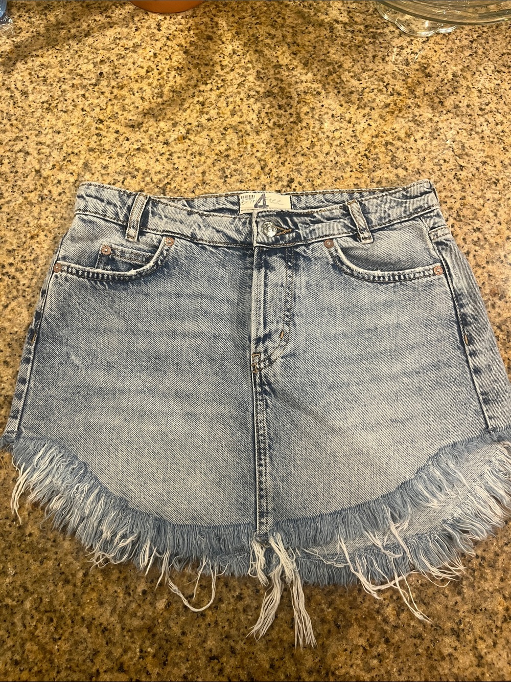 Free People / We the Free Frayed Hem Light Blue Denim Mini Skirt